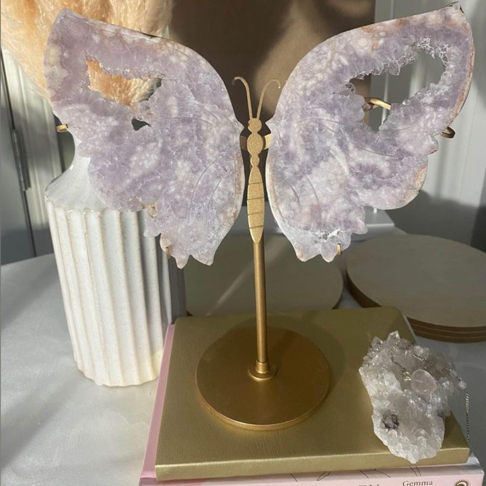 Pink Amethyst Butterfly on stand