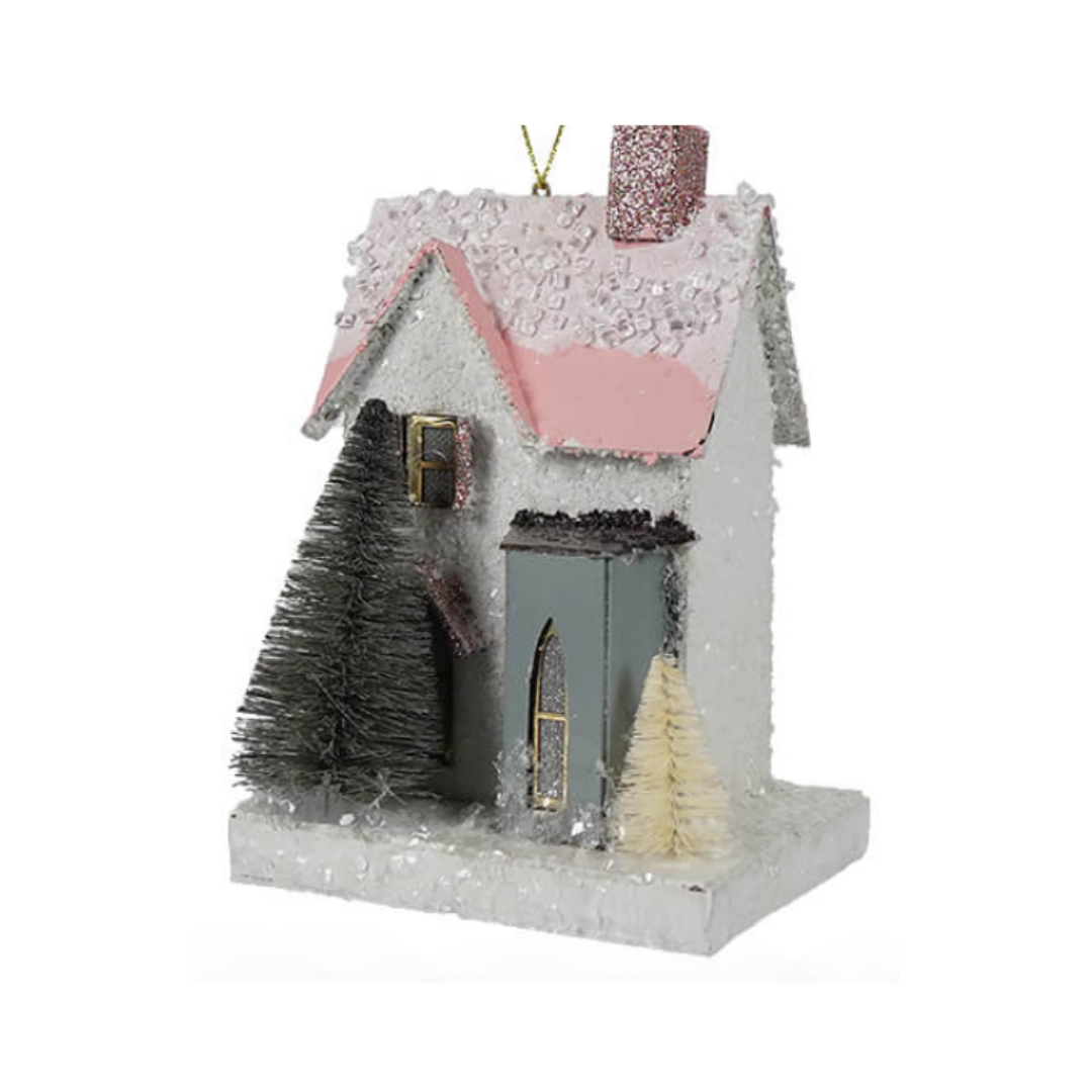 Wintertide Mini Collectable House ~ pink/grey