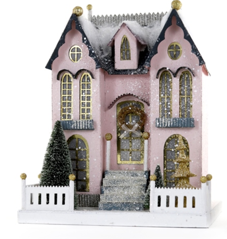 Pastel Pink Manor Collectable House