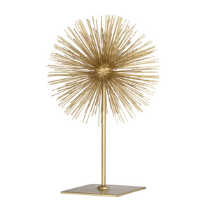 Spike Sphere Sculpture on Stand - Gold
