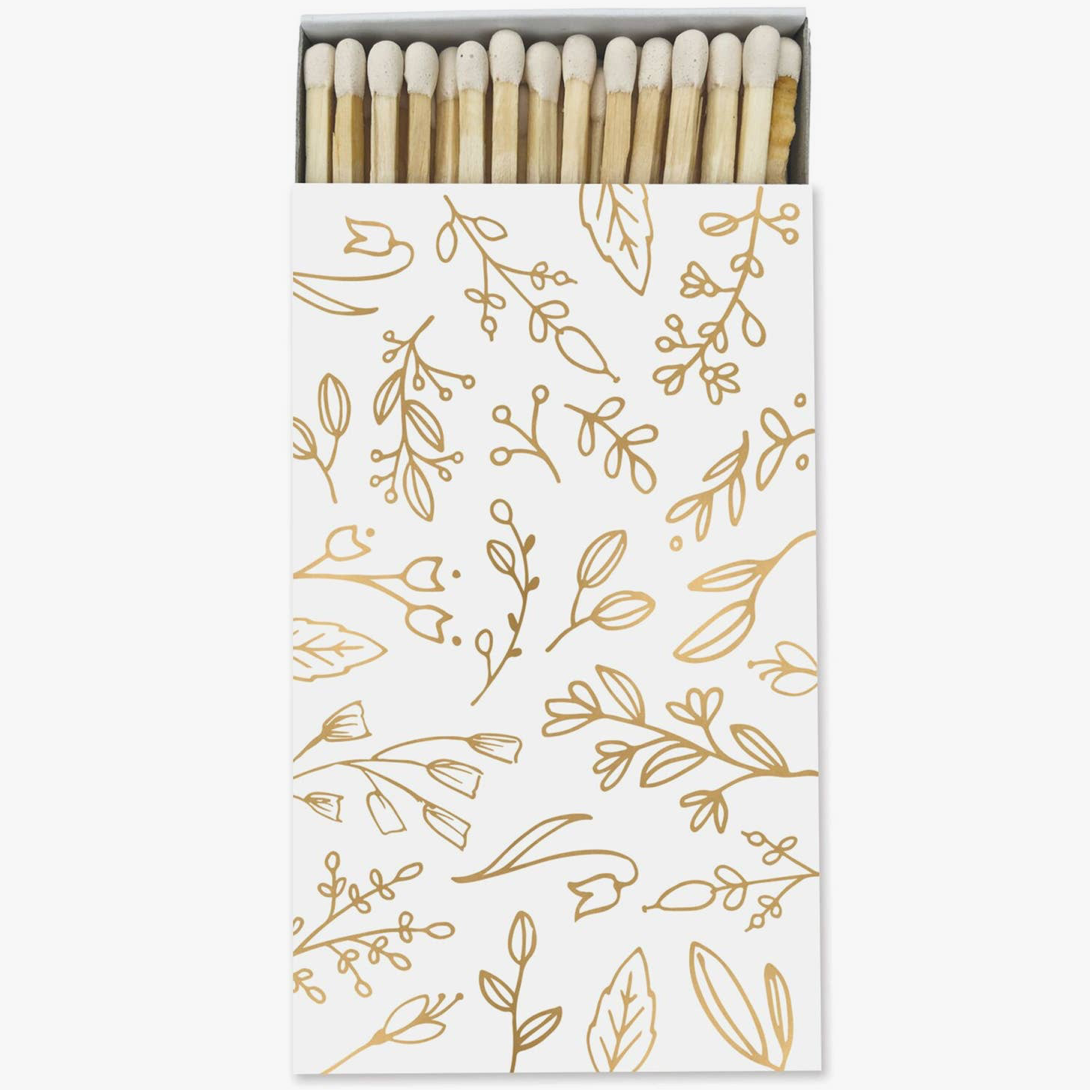 White and Gold Floral Boxed Matches