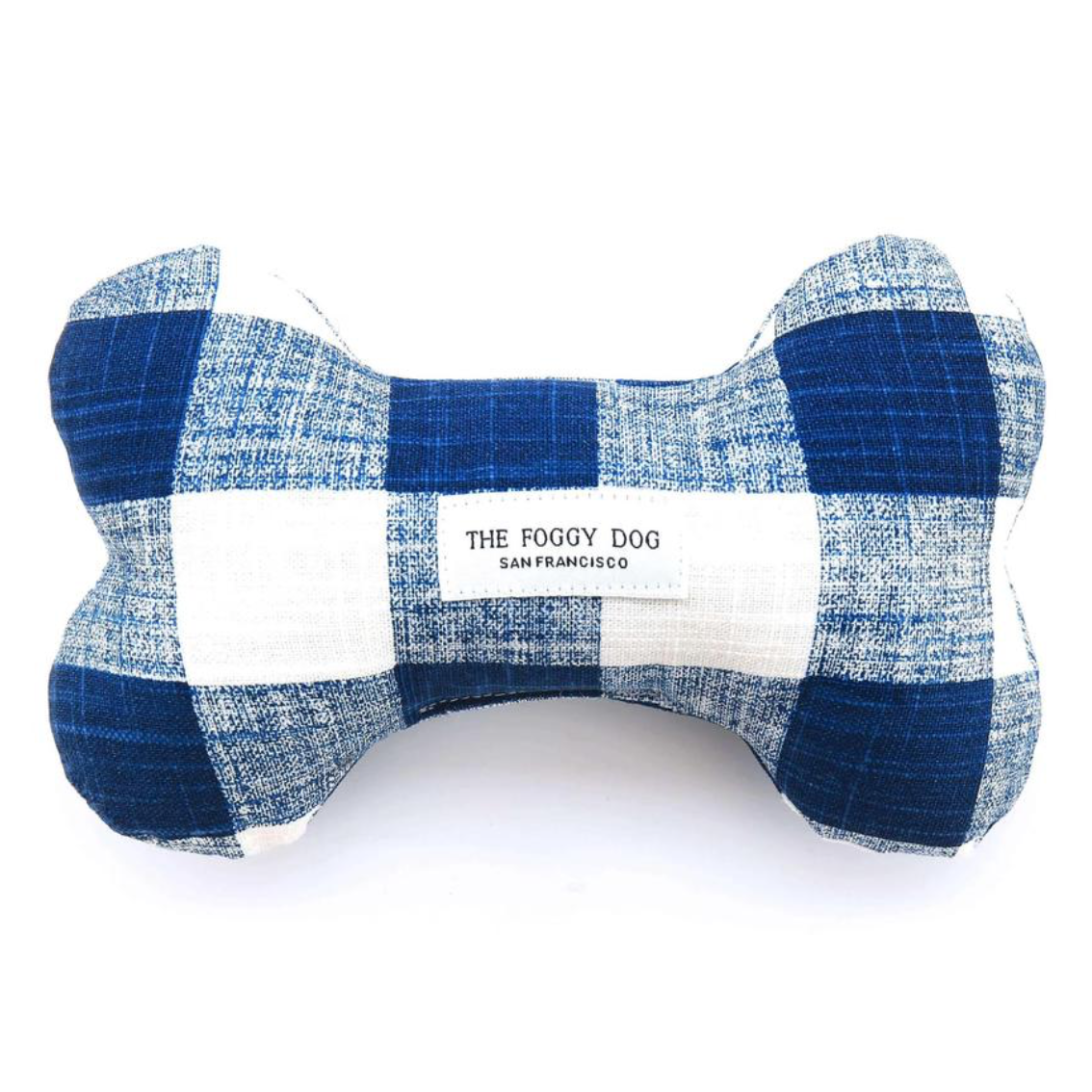Navy Blue Gingham Dog Squeaky Toy