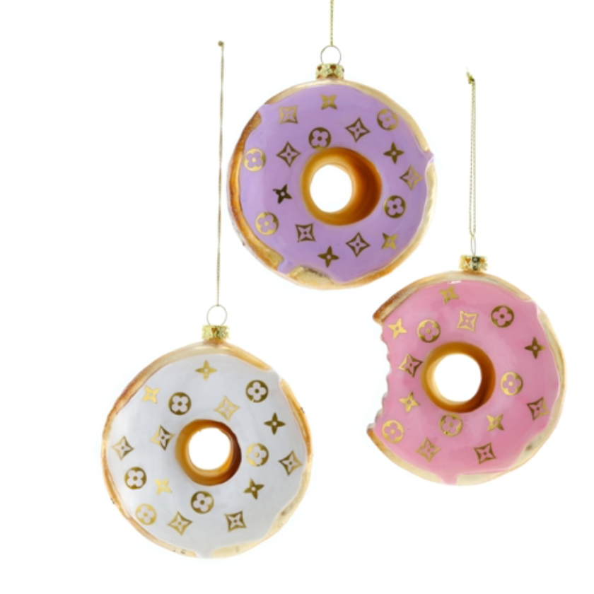 High Fashion Donut Ornaments - 3 pack; Pink, Purple, White