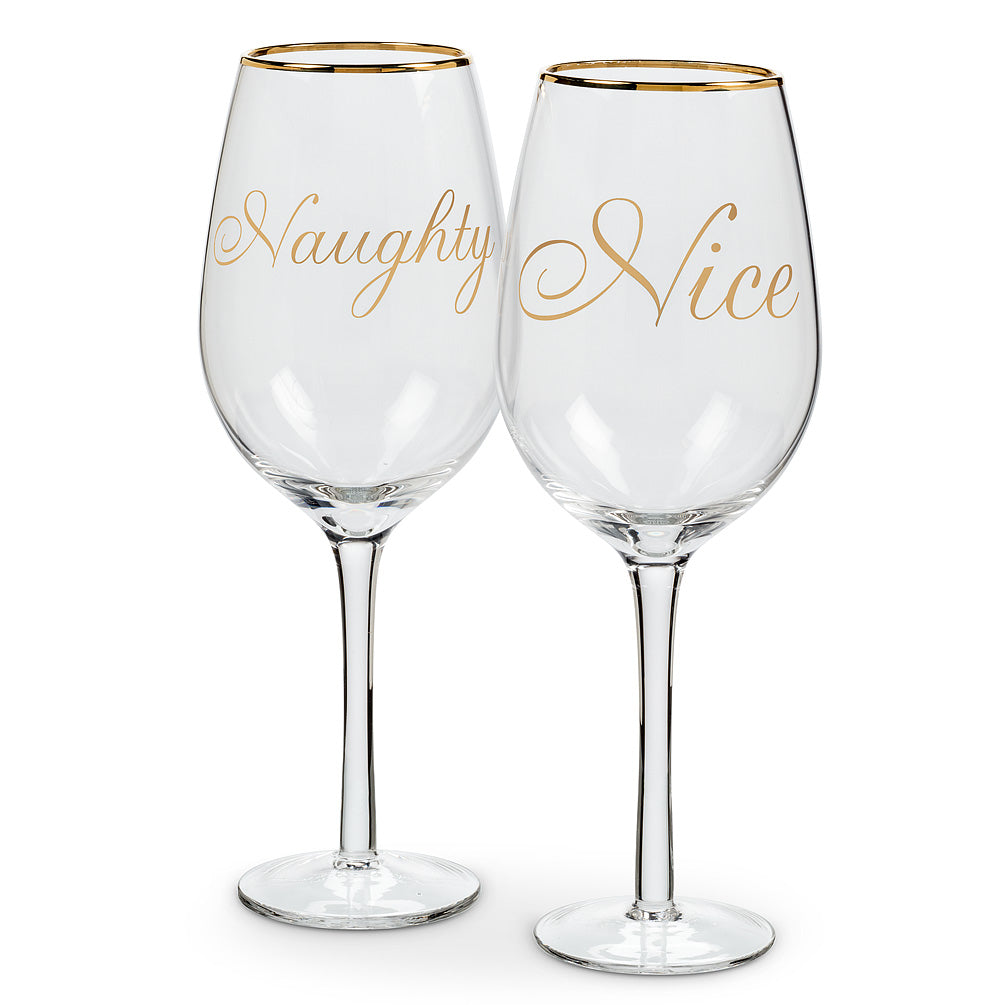 Naughty & Nice Wine Glasses ~ Set Of 2