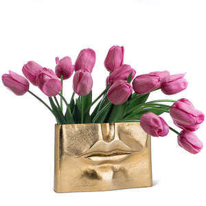 Gold Large Rectangle Lip Vase