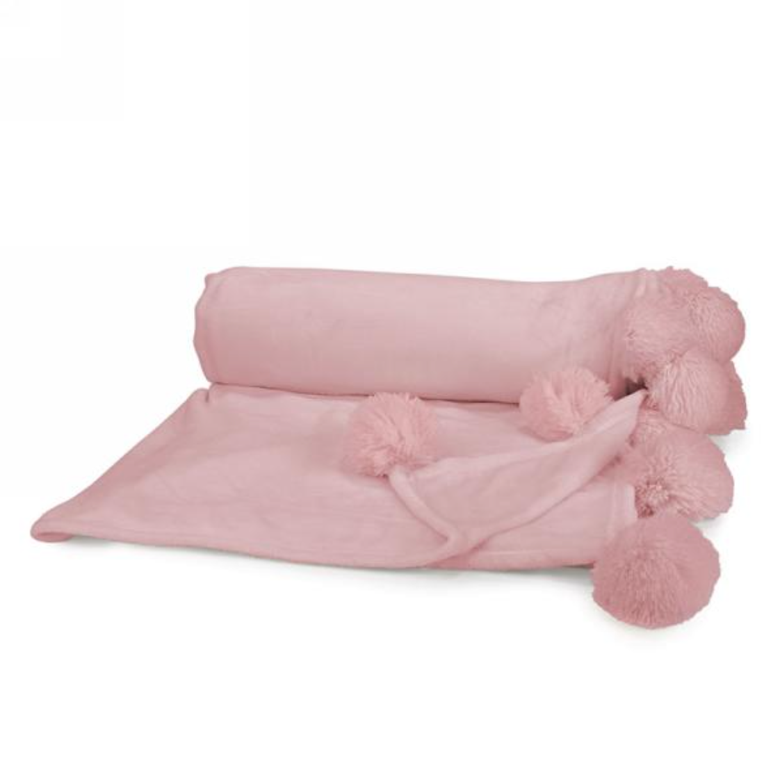 Throw with Pompom detail ~ Pink