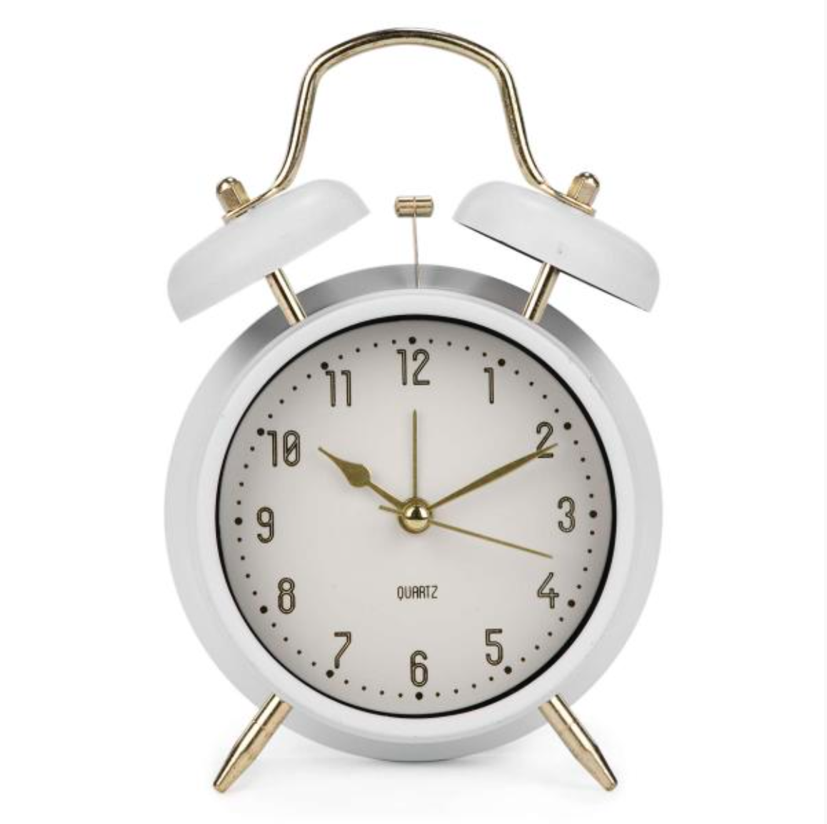 Classical Retro Twin Bell Alarm Clock ~ white