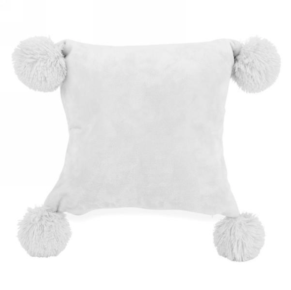 Cushion with Pompom detail ~ White