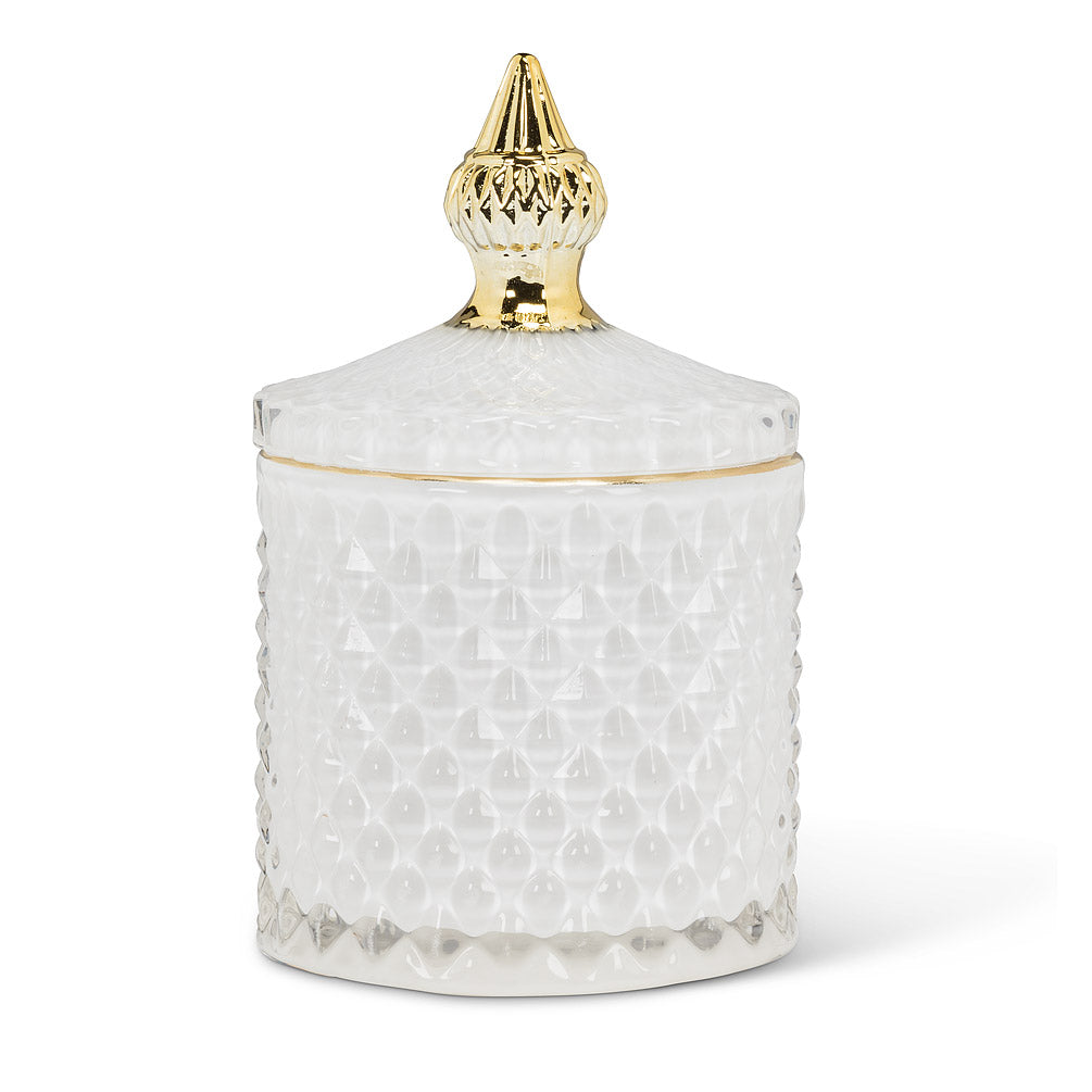 Quilted Covered Jar ~ White